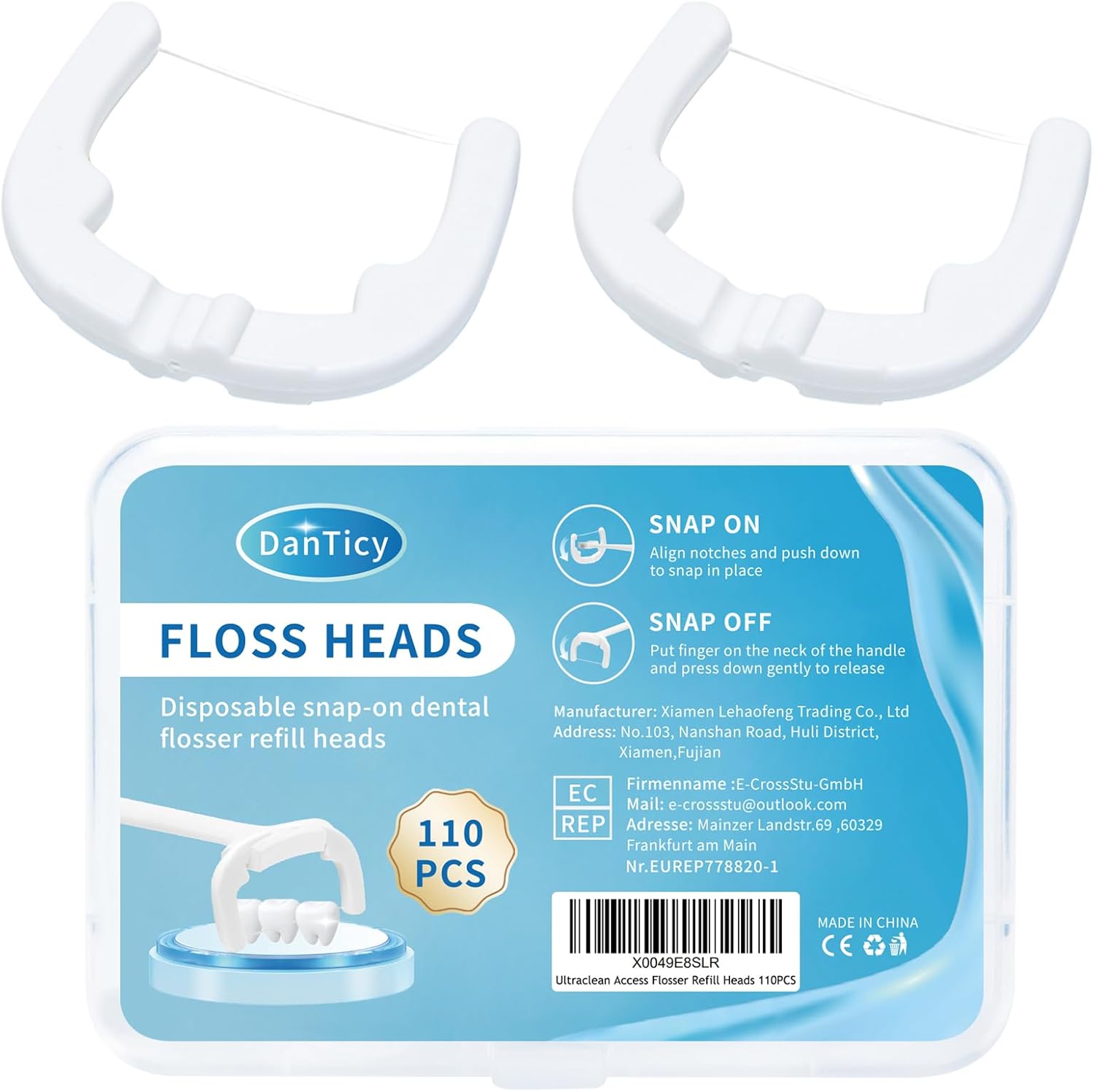 Ultraclean Access Flosser Refill Heads Snap-On Dental Flosser Refill Heads for Proper Oral Care & Hygiene 110PCS