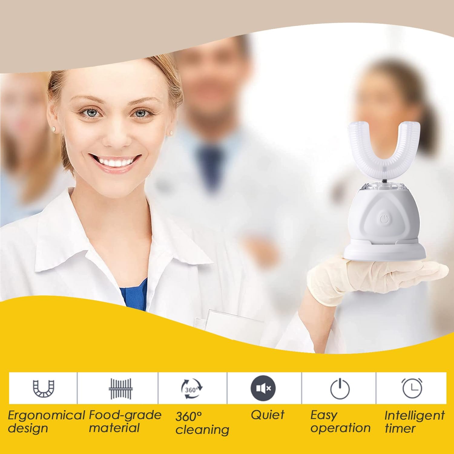 360 Ultrasonic Toothbrush, Automatic Toothbrushes Auto Sonic Tooth Brush, Teeth whitening Brush with Timer & Wireless Charging 360° Ultrasonic Electric Toothbrush for Adult