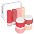 Travel Size Toiletries 8 Pack, TSA Approved 3oz Silicone Squeeze Bottles & Cream Jars with Clear Travel Bag