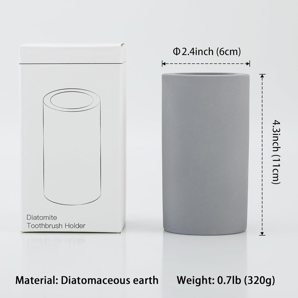 2Pcs Diatomite Toothbrush Holder for Bathroom Sink, Countertop Organizer, Quick Dry Stand Cup for Toothpaste, Razors, Makeup Brushes - Water-Absorbent & Quick-Drying (Dark Grey, Height 4.3")
