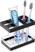 Toothbrush Holders for Bathrooms Countertop Organizer - Electric Toothbrush Holder Set, 5 Slots Toothbrush and Toothpaste Holder, Makeup Brush Storage Caddy for Family Kids (Black)