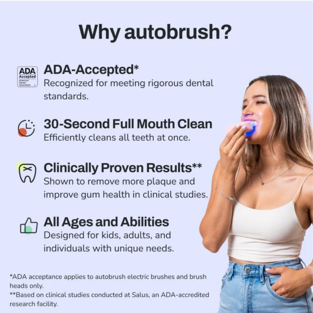 autobrush Sonic Pro Electric Toothbrush – Only ADA Accepted U-Shaped Brush, Clinically Proven Up to 5.1X Better Cleaning, 30-Second Full Mouth 360 Clean, Rechargeable, Waterproof, Black, Ages 9-12
