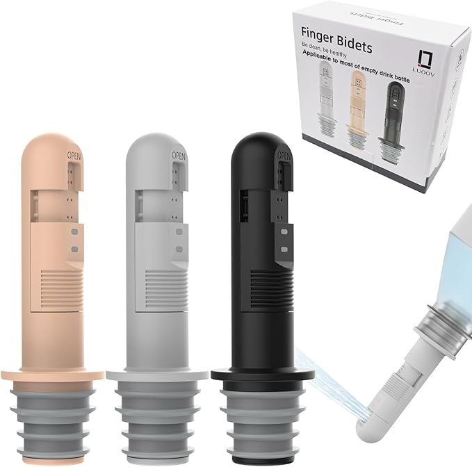 LUOOV Portable Travel Bidet,Mini Handheld Personal Bidet Sprayer for Hygiene Cleaning,Postpartum,Baby Care,Hemmoroid Treatment,Portable Bidet 3 of Pack, Black,gray,pink