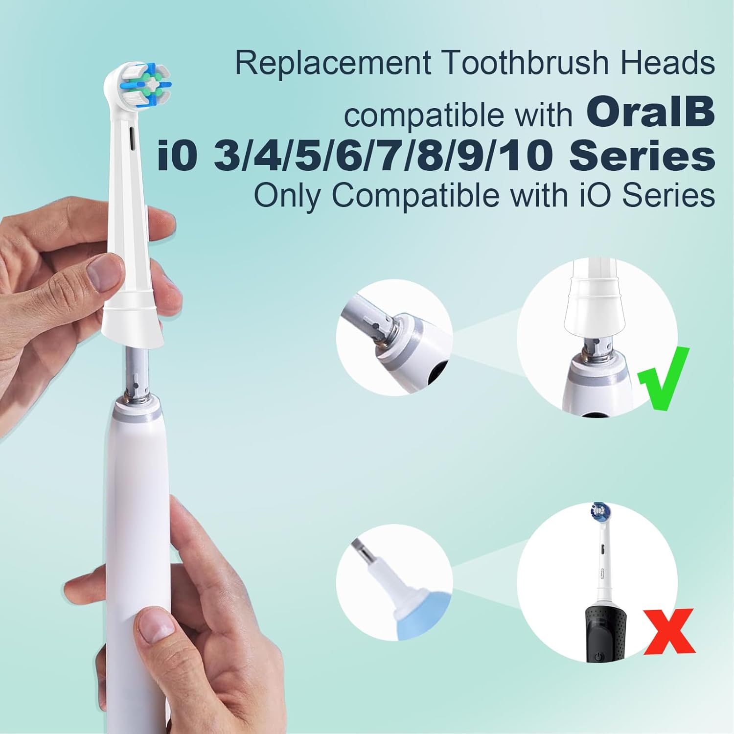 6 pcs iO Replacement Heads Compatible with Oral B iO,iO Series Electric Toothbrush Heads Compatible with Oral B iO 2/3/4/5/6/7/8/9/10,Medium Bristles for Effective Plaque Removal(White)