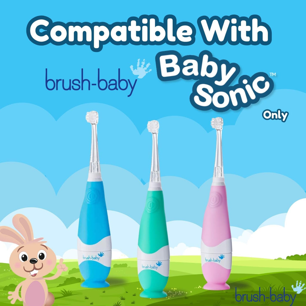 Brush-Baby - Replacement Heads for BabySonic Electric Toothbrush, 18-36 Months - Soft, Gentle Brush Heads for Baby Teeth & Gums - Toddler Toothbrush Head, BPA-Free, Toddler Oral Care - 4 Pack