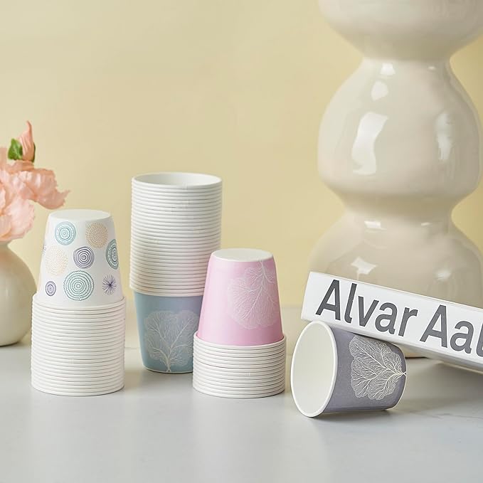 Tamone 600 Pack 3 oz Bathroom Cups, Small Paper Cups with Tree, Mouthwash Cups, Disposable Paper Cups,pink, green, gray, 3oz Paper Cups for Party, Picnic, BBQ, Travel, Home and Event