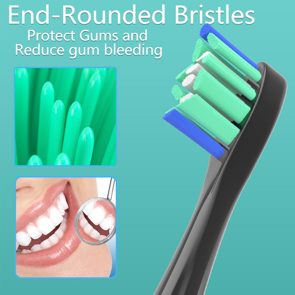 Replacement Heads Compatible with Sonicare Toothbrush, Replacement Brush Head for Philips Sonicare Electric Toothbrush 4100 5100 6100 9900 C2 W3 and More Click-on Handles 8 Black