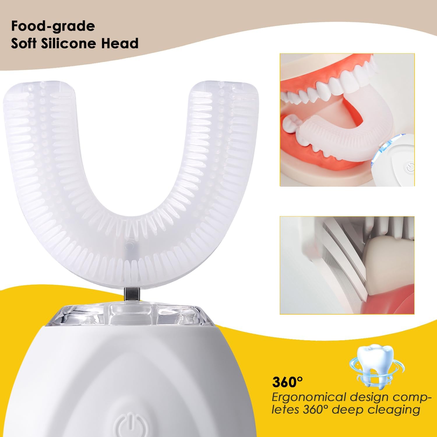 360 Ultrasonic Toothbrush, Automatic Toothbrushes Auto Sonic Tooth Brush, Teeth whitening Brush with Timer & Wireless Charging 360° Ultrasonic Electric Toothbrush for Adult