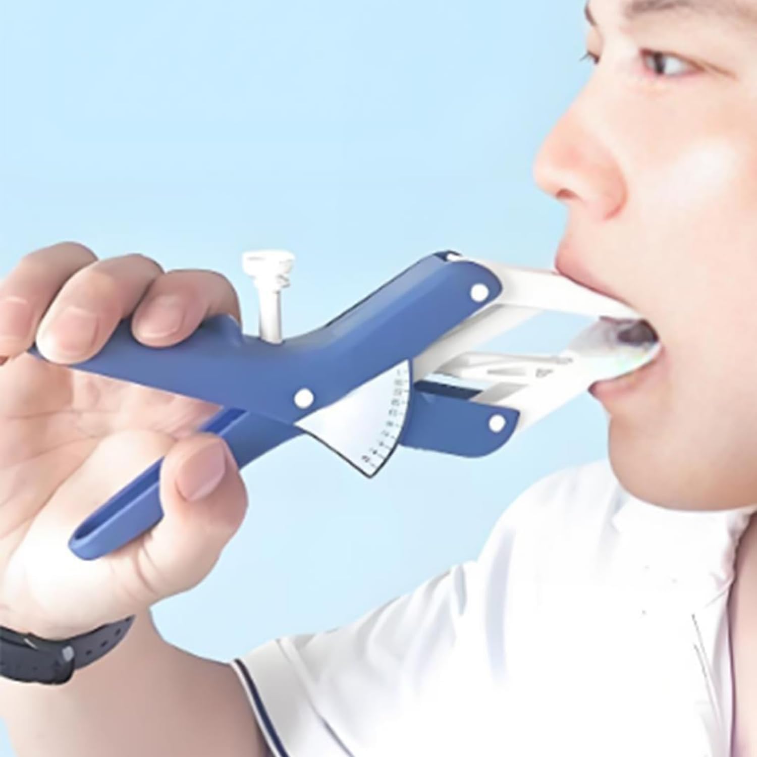 Flaring Mouth Opener, Silicone Mouth Exerciser, Dental Cheek Retractor, 7-50mm Adjustable Opening Distance, with Clear Angle Plate, for Oral Care, Postoperative Rehabilitation