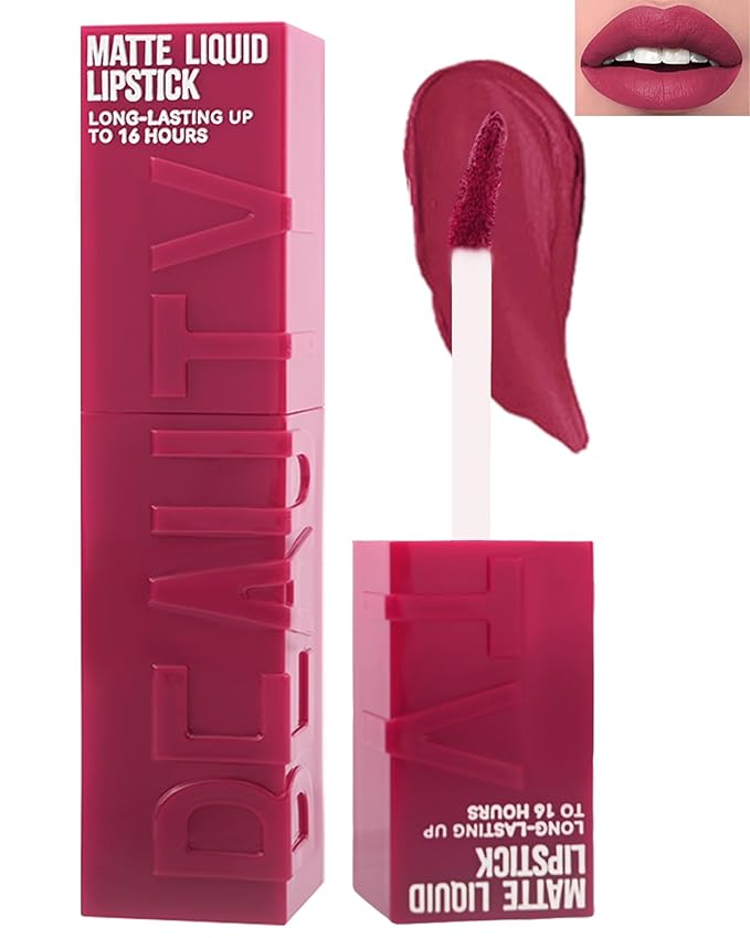 Matte Liquid Lipstick for Women, 1Pcs Highly Pigmented Color Lip Stain Tint, Super Velvet Matte Lip Gloss, Long Lasting Waterproof Smudgeproof, Non-Stick Cup Lip Makeup,Christmas Gift-04# Rose Pink