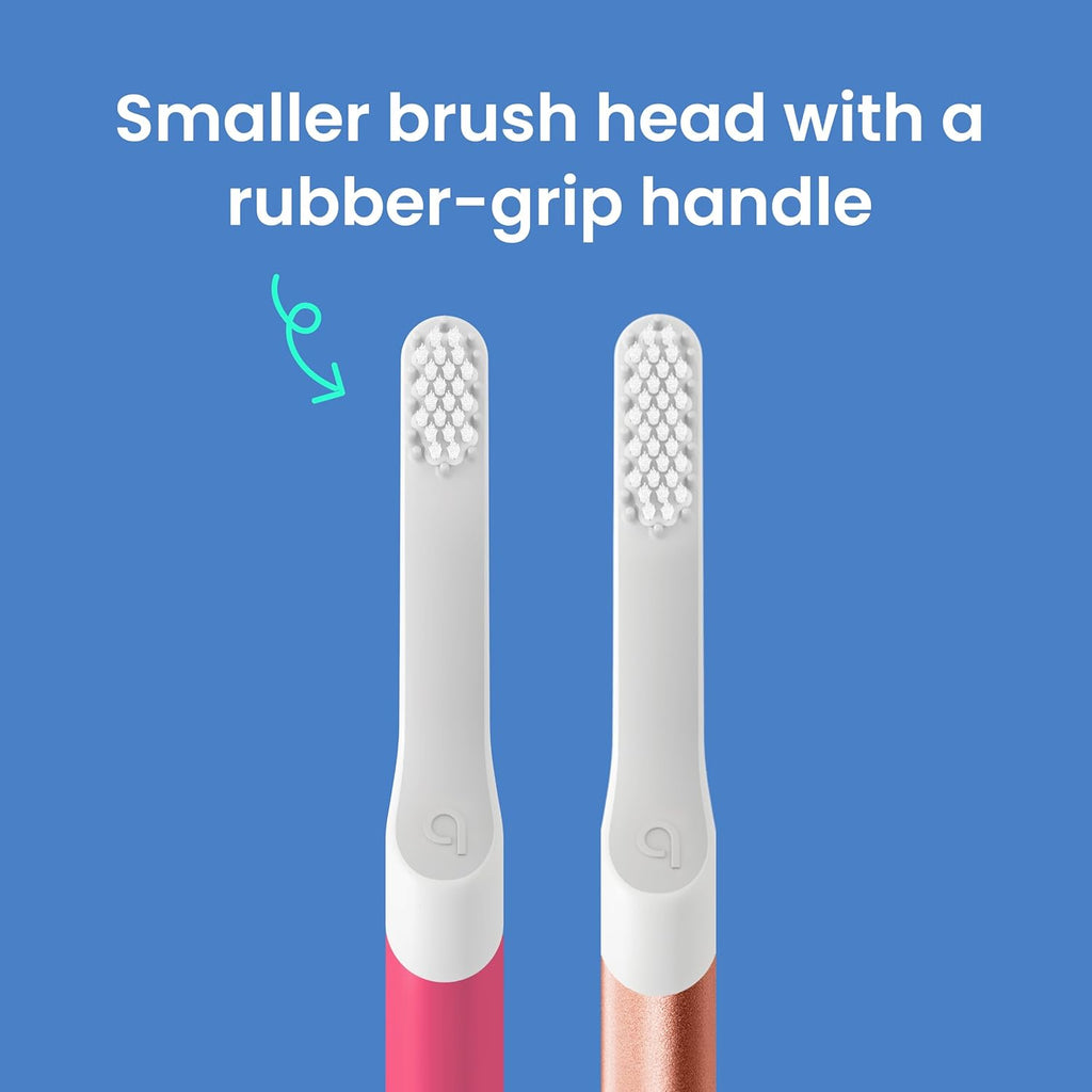 Quip Kids Electric Toothbrush, Battery-Powered Sonic, Wonder Pink, with Extra Brush Head and Travel Cover
