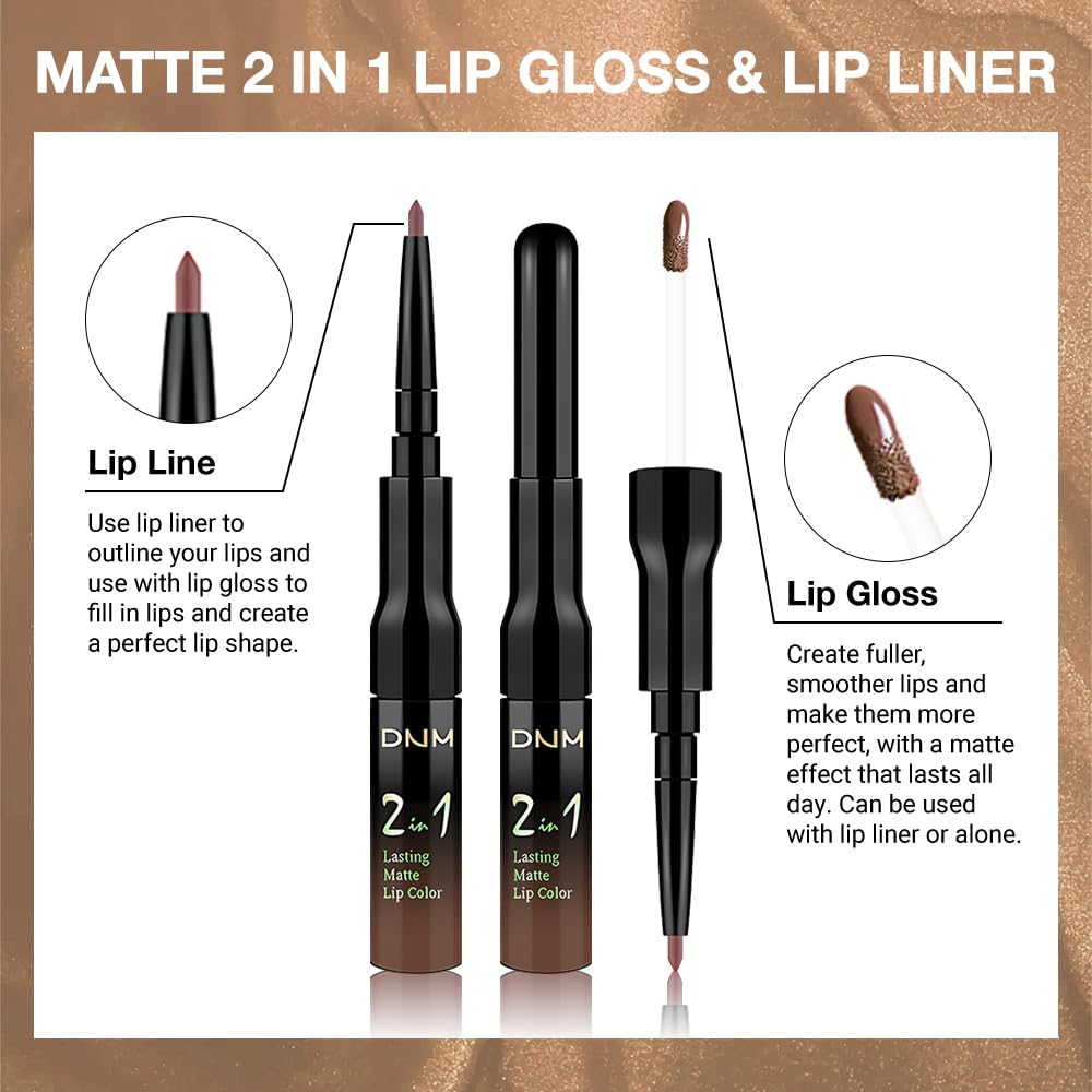 1Pcs 2 in 1 True Nude Matte Lip Liner and Liquid Lipstick Stain Makeup Set for women, True Nude Long Lasting Smudge Proof Lip Tint Matte Finish Lip Gloss for All-Day Color Hold Easy to Use 62#