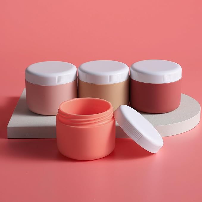 Travel Containers for Toiletries, Silicone Cream Jars BPA-Free, Leak-proof 3oz Travel Size Containers, Portable Size Silicone Jars with Lid for Cosmetic Face Hand Body Cream (4 Pack)