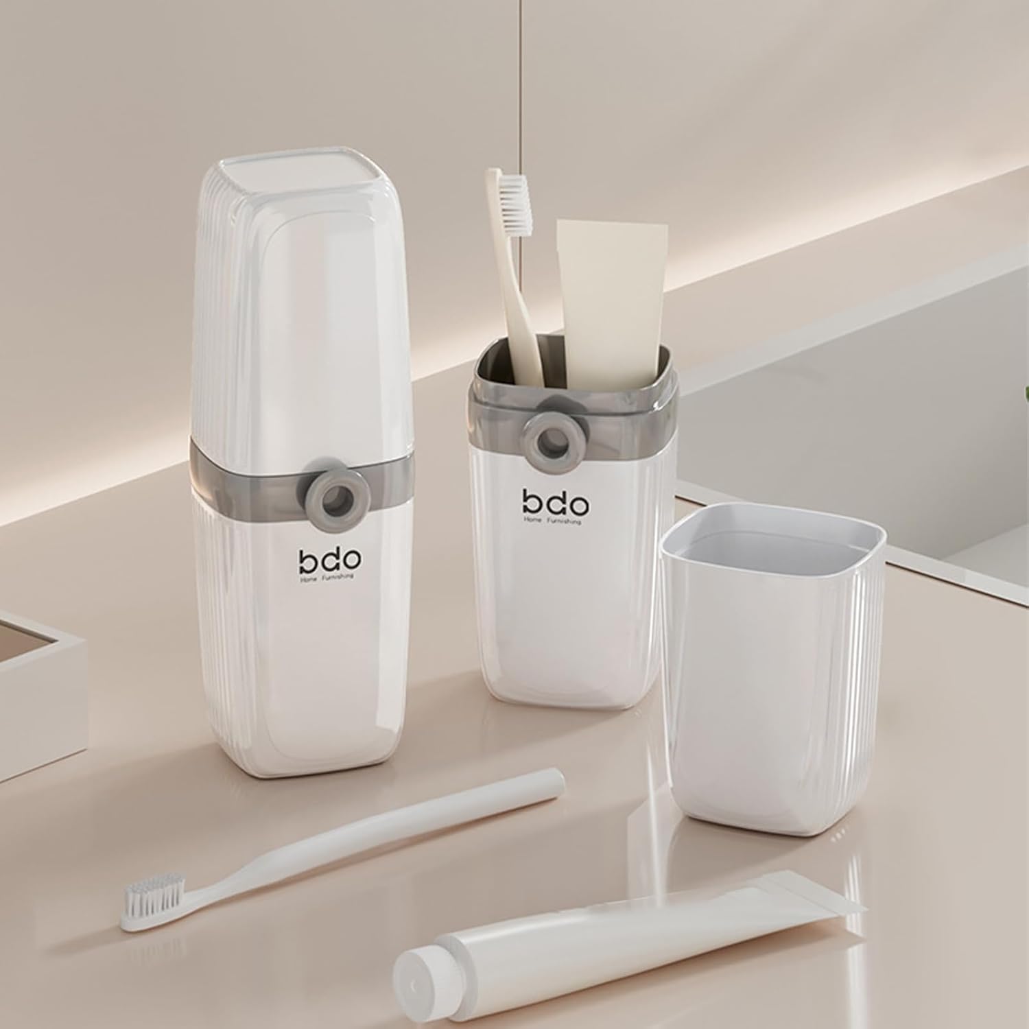 2Pcs Toothbrush Travel Case & Travel Soap Holder Dish Tray, Portable White Toothbrush Holders with Cover Leakproof Bar Soap Holder for Traveling School Camping Business Trip Bathroom