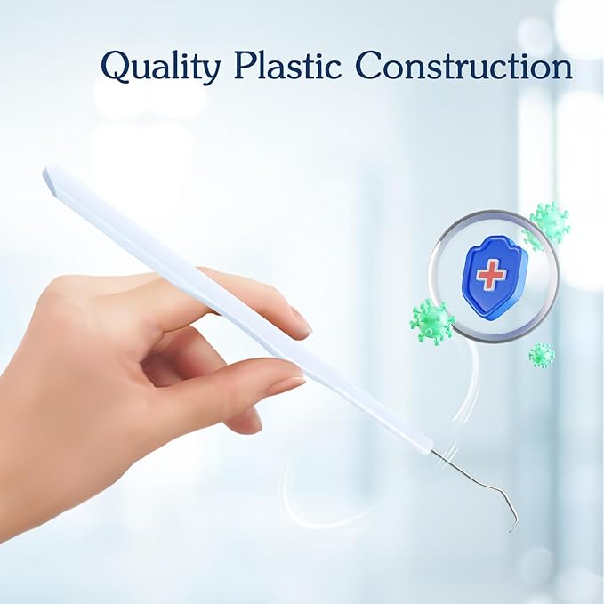 3 Pieces Dental Tools Set, Professional Disposable Plastic Dental Hygiene Cleaning Kit, including Dental Mirror, Probe for Oral Care Orthodontic Supplies