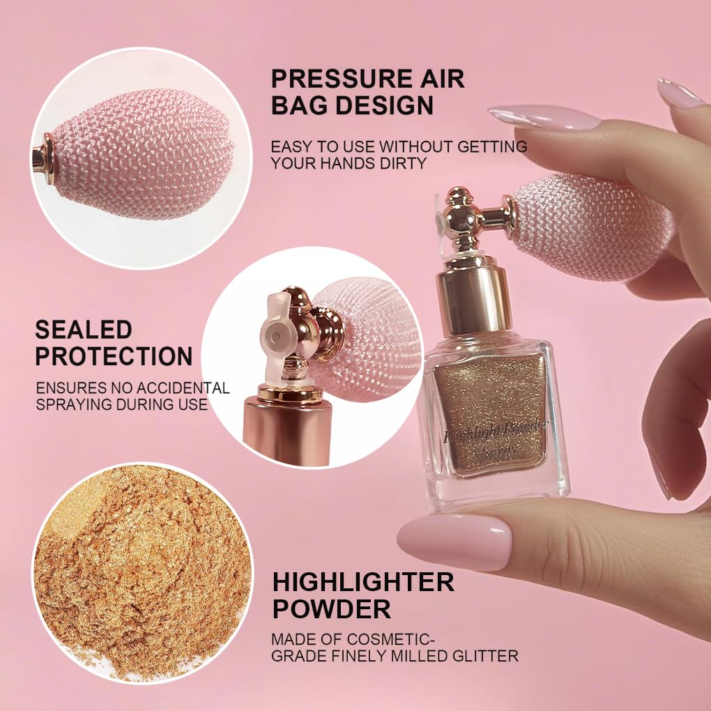 Violet Highlighter Spray, Professional Shiny Glitter Spray for Eyeshadow Face and Body Luminizers, Loose Shimmer Powder Makeup Mist for Women Kid Rave Outfits Festival Accessories