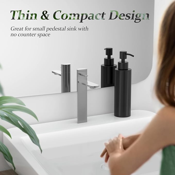 ARKTEK Matte Black Soap Dispenser Stainless Steel 11.8 OZ - Liquid Hand Lotion Dispenser Decor Refillable Dishwashing Soap Dispenser for Kitchen Bathroom Countertops