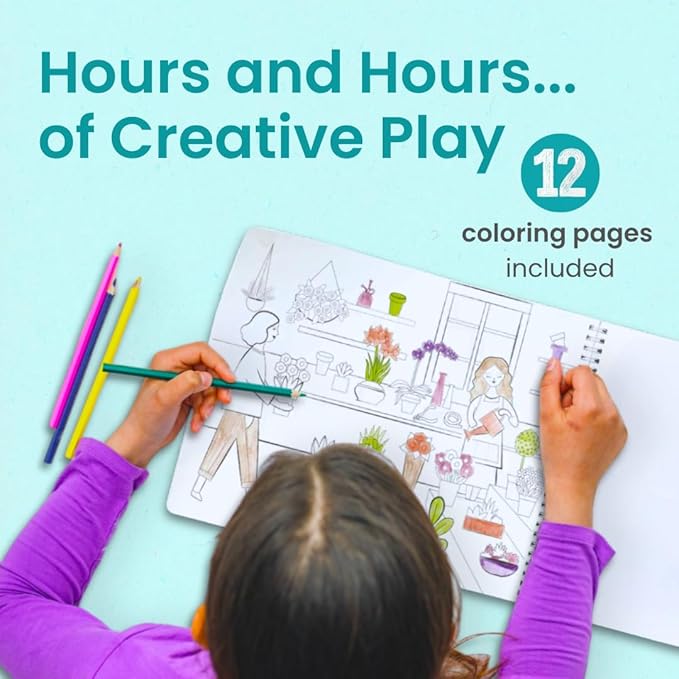 CUPKIN Sticker Book for Kids 2-4, 500+ Kids Stickers, All Around Town 12 Coloring Pages, 12 Side by Side Scenes, Fun Toddler Travel Activity Coloring and Sticker Books for Ages 4-8 + 8-10