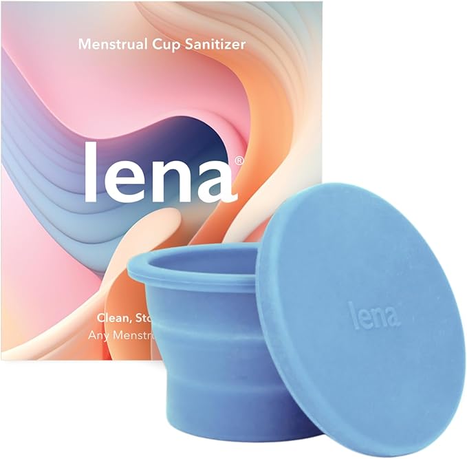 Lena Menstrual Cup Sterilizer Case, Compact, Collapsible Silicone Container for Cleaning Period Cup & Menstrual Disc, Travel, Home and Dorm, Menstrual Cup Cleaner, Feminine Care, Light Blue