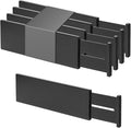 Utoplike Bamboo Drawer Dividers Large, 4'' High Adjustable Kitchen Drawers Organizers for Clothing, Spring Loaded, Works in Bathroom, Dresser, Desk, 4 PCS, Black