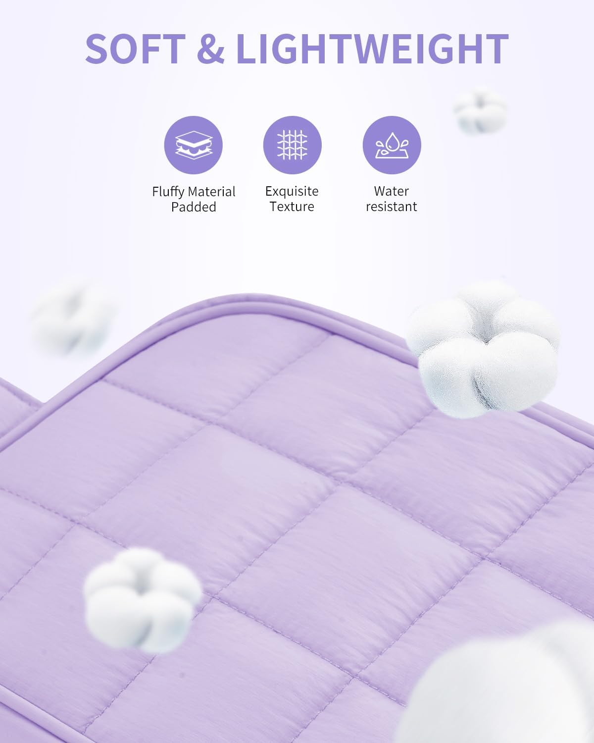 Narwey Puffy Travel Toiletry Bag for Traveling Women Girl, Travel Bag for Toiletries, Cute Travel Makeup Bag Organizer, Quilted Cosmetic Bag Make Up Skincare Medicine Bags