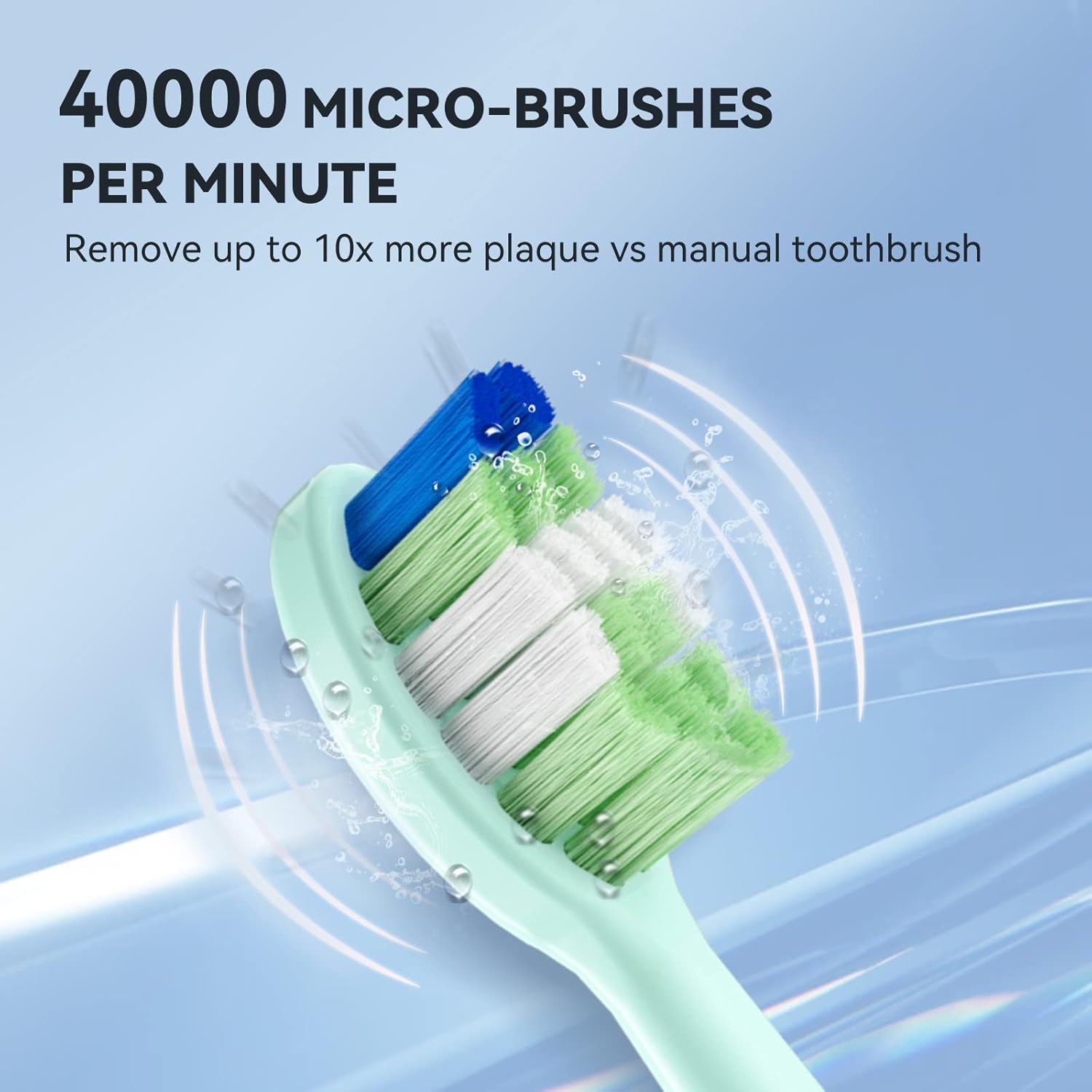 JTF Sonic Electric Toothbrush - with 6 Brush Heads and Travel Case, Power Toothbrushes Fast Charging for 60 Days Use, 5 Modes Adult Electronic Toothbrush, Green