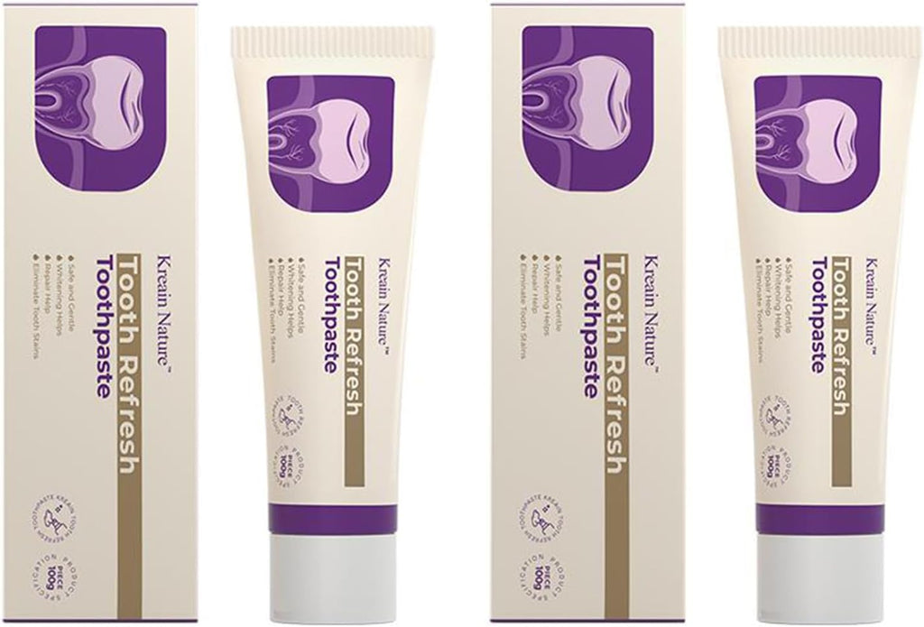 Kreain Nature Whitening Toothpaste, Fresh Breath Formula, Natural Oral Care & Enamel Repair, Helps Remove Coffee, Tea & Wine Stains, Fresh Minty Gel, 3.5 Oz Tube, 2 Pack