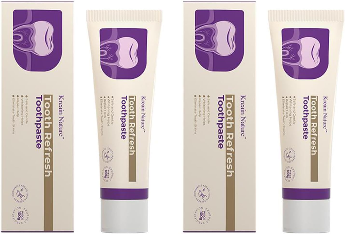 Kreain Nature Whitening Toothpaste, Fresh Breath Formula, Natural Oral Care & Enamel Repair, Helps Remove Coffee, Tea & Wine Stains, Fresh Minty Gel, 3.5 Oz Tube, 2 Pack