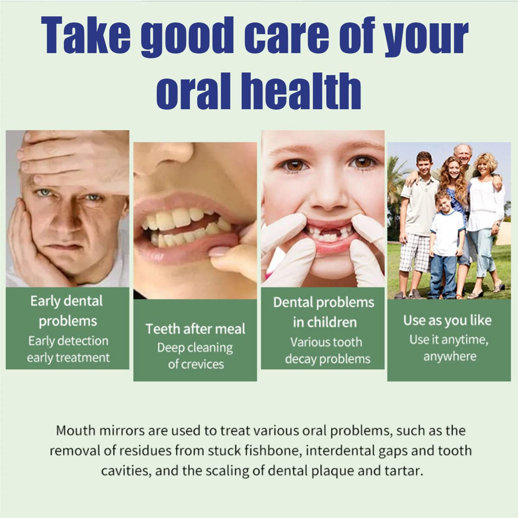 2 Pcs Dental Mirror with Light Tool LED Lighted Teeth Inspection Mirror Anti Fog Curve Angle Dentist Oral Care Tool (Dark Blue)