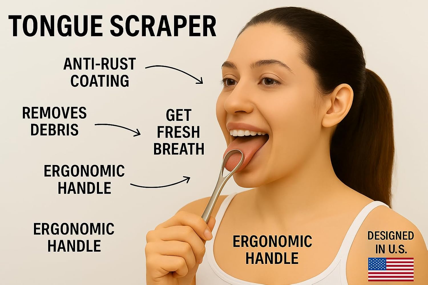 Double-Headed Tongue Scrapers (Pack of 2) for Adults & Kids with Travel Cases, 100% Stainless Steel, Gentle & Durable Scrapers. (2 Tongue Scrapers)