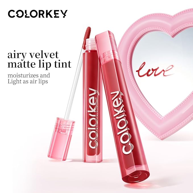 COLORKEY Airy Velvet Lip Tint, Matte Finishs, Longwear Rich Lip Colors, non-sticky, Creamy Soft Texture, Waterproof Lip Stain, Matte hydration, non-drying. Velvety finish (O254 Holiday Sun, 3g)