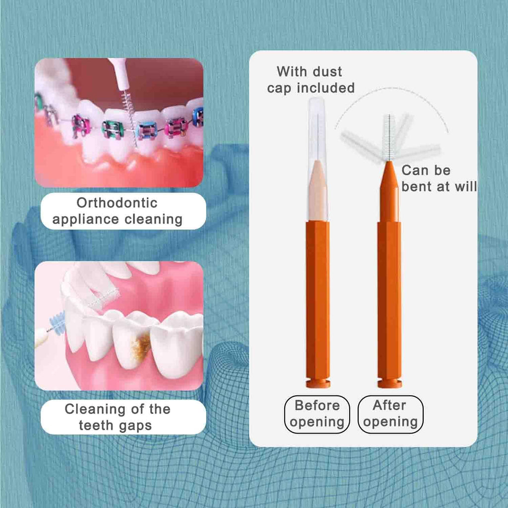 100pcs Interdental Brushes Dental Cleaning Tools Tooth Floss Picks Oral Hygiene Toothpicks