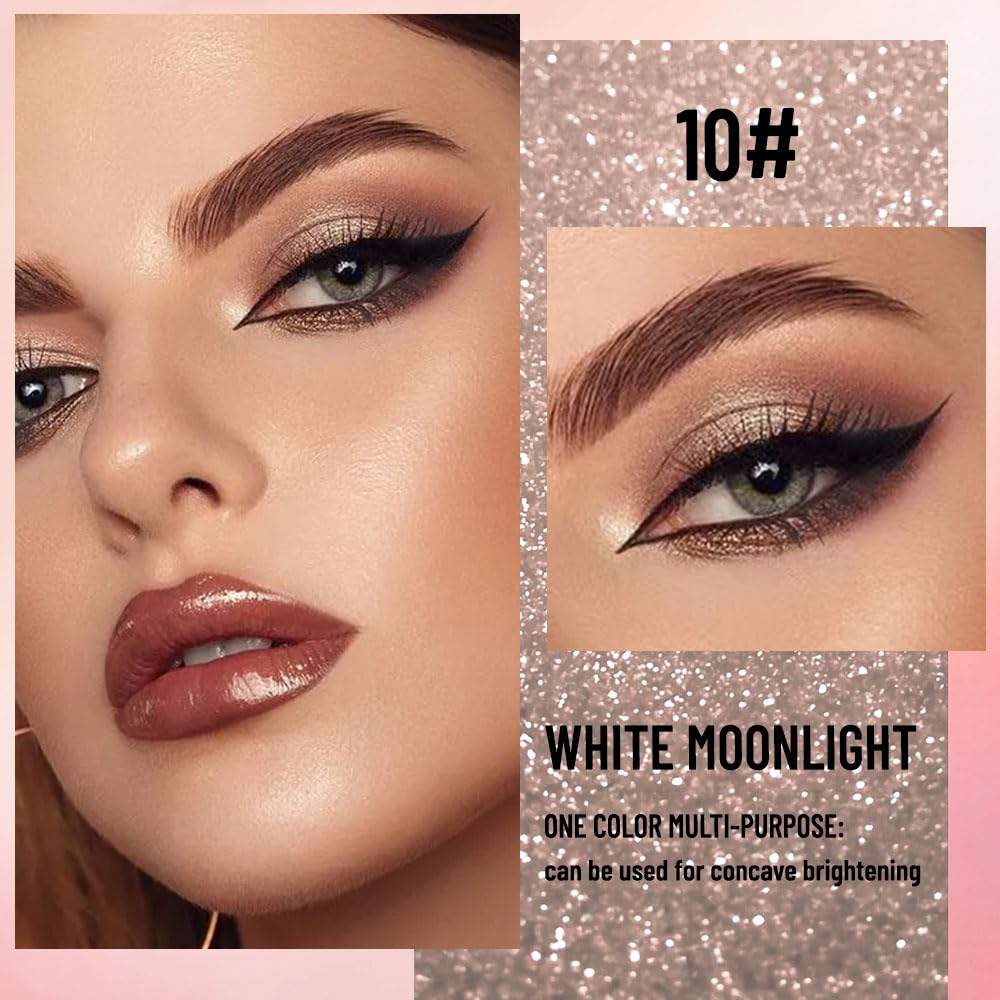 Pearlescent mini Eyeshadow Highly Pigmented Blend Matte & Shimmer EyeShadow,Cream Moisturizing Waterproof&Long Lasting Eye Makeup Natural Luminous Makeup Look (B10, 1 Count (Pack of 1))