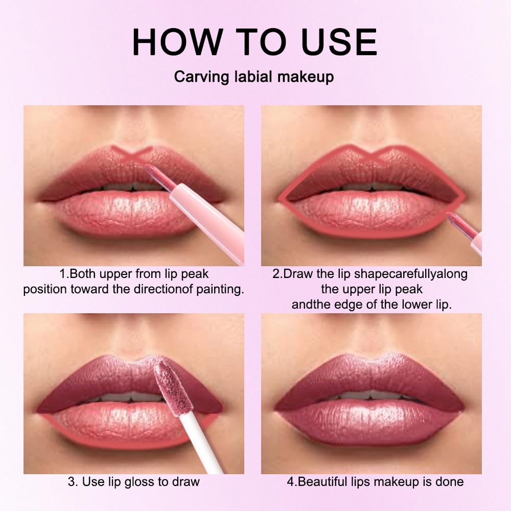 Kaely 2-in-1 Mauve Metallic Lipstick and Lip Liner Makeup, Shimmer Liquid Metallic Lipsticks for Women, Glitter Lip Gloss Stain Long Lasting Waterproof Smudge Proof 24 Hour, Vegan & Cruelty-Free, 16