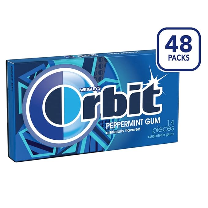 ORBIT Peppermint Sugarfree Chewing Gum Bulk, 8 Packs of 14-Pieces, Case of 6 (672 Total Pieces)