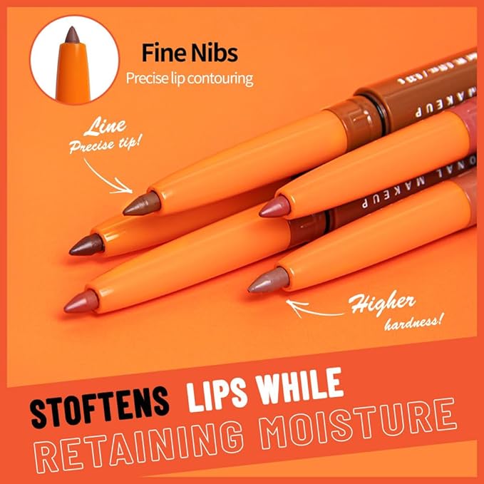 Matte Lip Liner Pencil for Shaping Lips, Retractable Creamy Brown Crayon LipLiner Pencil, Long Lasting Waterproof Lipstick Lip Liner Makeup, Vegan Beauty 10#