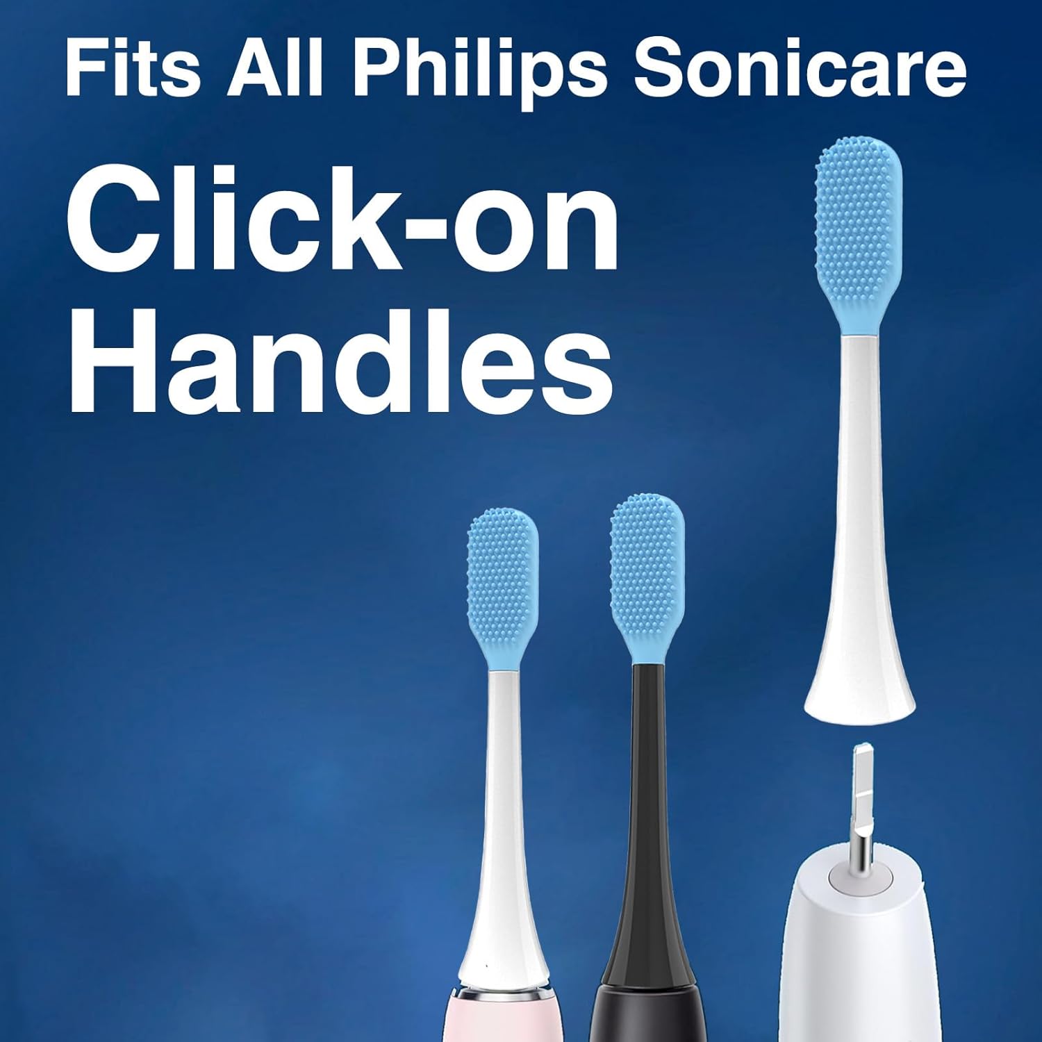 Tongue Scraper Heads for Philips Sonicare Click-On Handles – Gentle & Effective Tongue Cleaner, Fresh Breath, 3 Pack, Replacement Brush Heads (White, Click-On Handles)