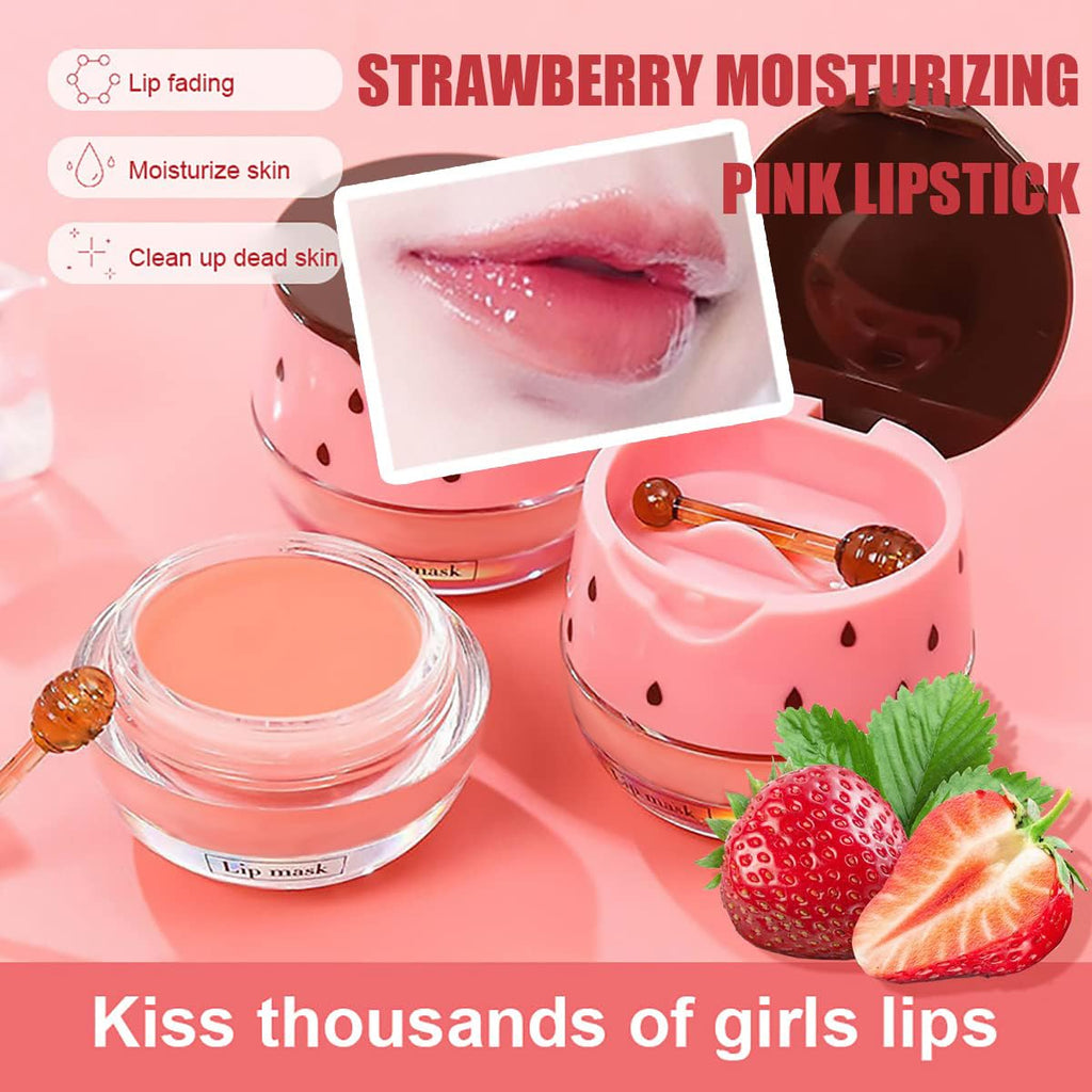 Strawberry Lip Balm, Vitamin E Masks & Moisturizing Propolis Sleeping Mask, Effective Reduces Lines Prevention Dry and Cracked Scrubs Exfoliator Smoothing Dry Care