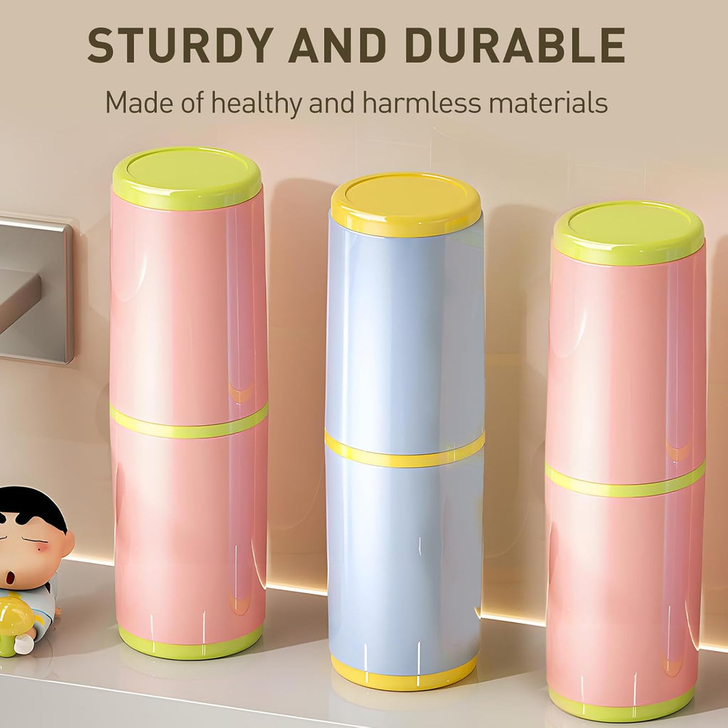 Toothbrush Cup with Cover – Leak-Proof Seal, Large Capacity for Electric Toothbrushes, Detachable 2-in-1 Design | Portable for Travel, Home & Office | Ideal for Travelers, Families, Students (Pink)