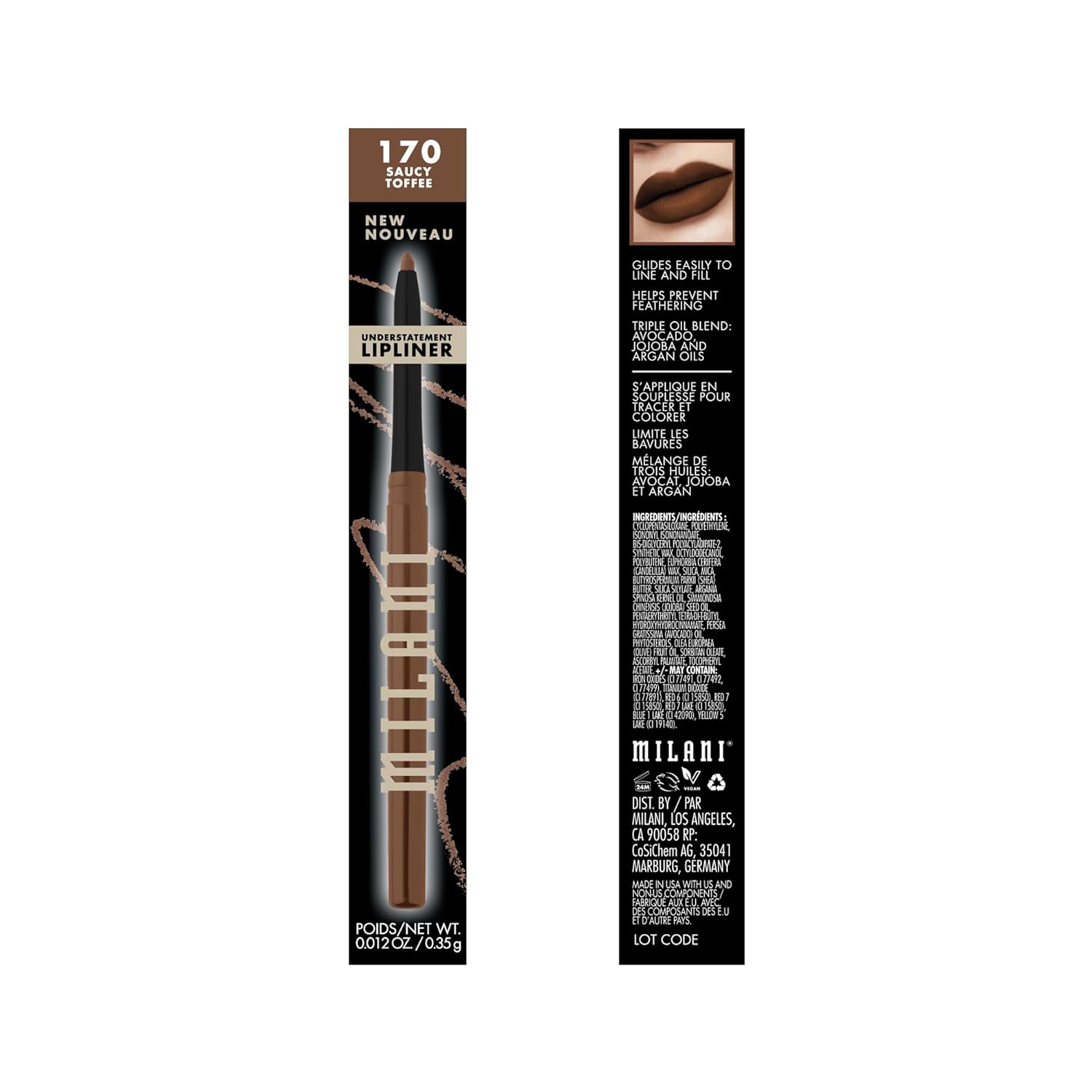 Milani Understatement Lipliner Pencil - Highly Pigmented Retractable Soft Lip Liner Pencil, Easy to Use Lip Makeup