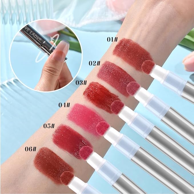 Cushion Lip Gloss Matte Lip Tint – Long-Lasting Lightweight Color, Soft Plush Applicator for Gradient Blurred Lips, Non-Sticky Velvet Finish Hydrating Lip Stain 05#–Berry Plum