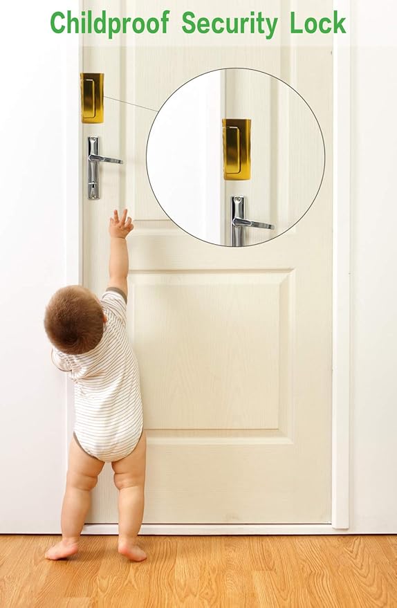 2 Pack Door Reinforcement Locks with 8 Screws, Home Security Door Lock for Toddler, Childproof Door Lock Night Lock Withstand 800 Lbs Red Gold