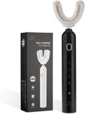 Ultrasonic U-Shaped Toothbrush for Adults, Electric Toothbrush for Teeth Whitening, Automatic 360-degree with Waterproof IPX7, 4 Modes for Cleaning(Black)