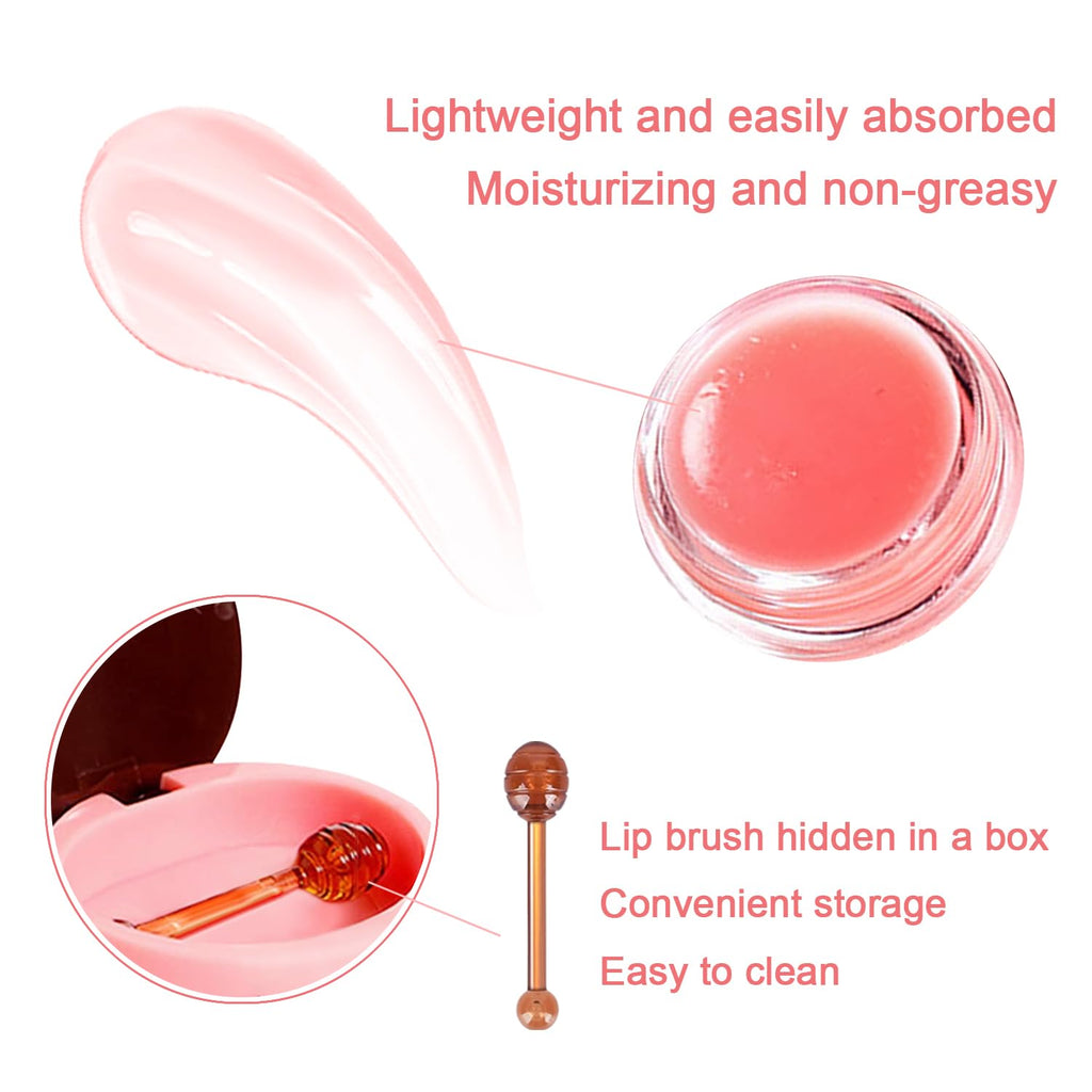 3 PCS Bee Lip Balm Mask Honey Pot, Watermelon, Cherry & Coconut Propolis Moisturizing, Hydrating Prevention for Dry and Cracked Lips, Scrubs Exfoliator (Cherry, Honey & Apple Lime)