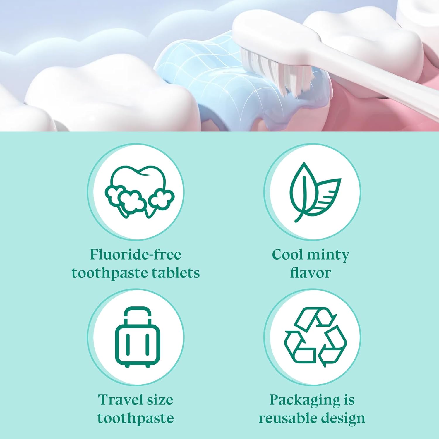 Toothpaste Tablets 90 Count,Portable Travel Toothpaste Tablets,Mint Flavors Mini Tooth Paste,Solid Travel Size Tooth Paste