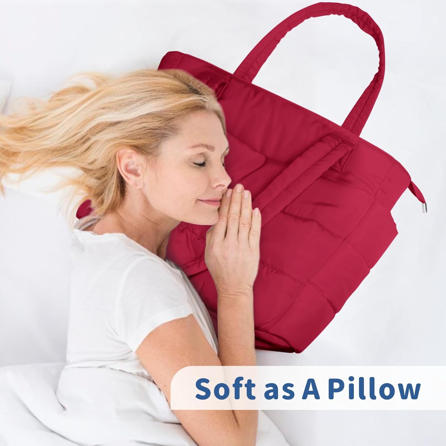 TOPDesign Puffer Tote Bag for Women, Lightweight Puffy Handbag with Compartments, Quilted Shoulder Bag for Work, Travel, Gym