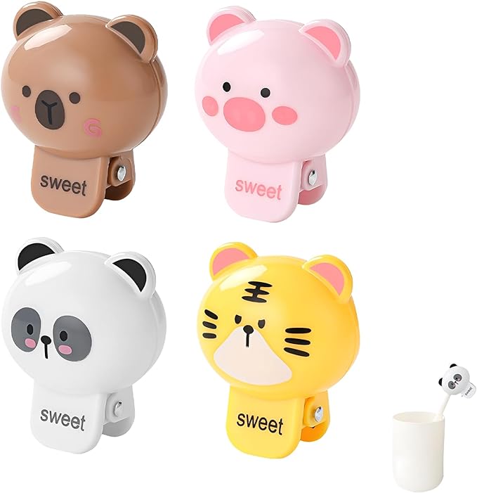 4 Pack Cartoon Tooth Brush Covers – Portable Travel Toothbrush Covers Caps|Toothbrush Cover for Manual & Electric|Suitable for Travel,Camping and Daily Use