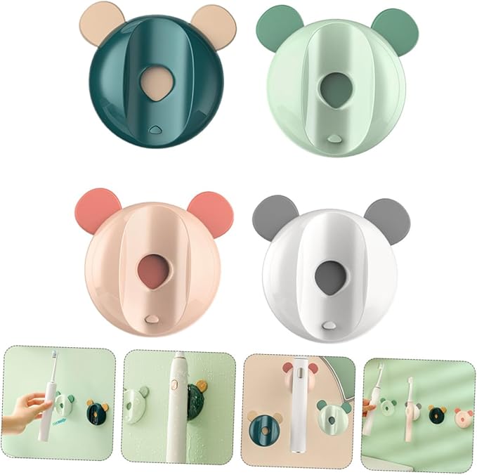 Uonlytech 4pcs Magnetic Toothbrush Rack Electric Toothbrush Holder for Bathroom Wall Mount Mixed Colors Elegant Chic Design for Organized Countertop Storage