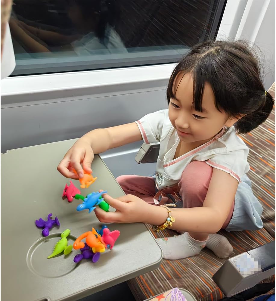 16 PCS Suction Cup Toys Bath Toys Party Favor for Kids ,Dinosaur Silicone Sucker Toys No Hole Bathtub Shower Toys Travel Toys Window Toys for Toddlers Boys Girls