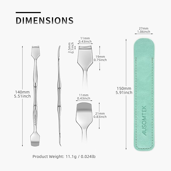 Blackhead Remover Tool, Pore Cleaner & Comedone Extractor Face Spatula, Professional Stainless Steel Whitehead & Pimple Extractor Tool for Facial Skin Care with Cyan PU Case